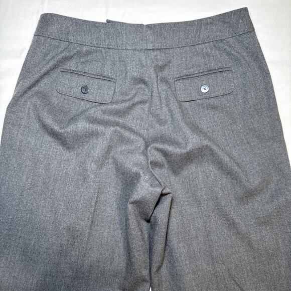 Talbots Womens Petite 12P Italian Wool Pants Gray Lined Wide Leg Cuffed Career - Picture 12 of 13